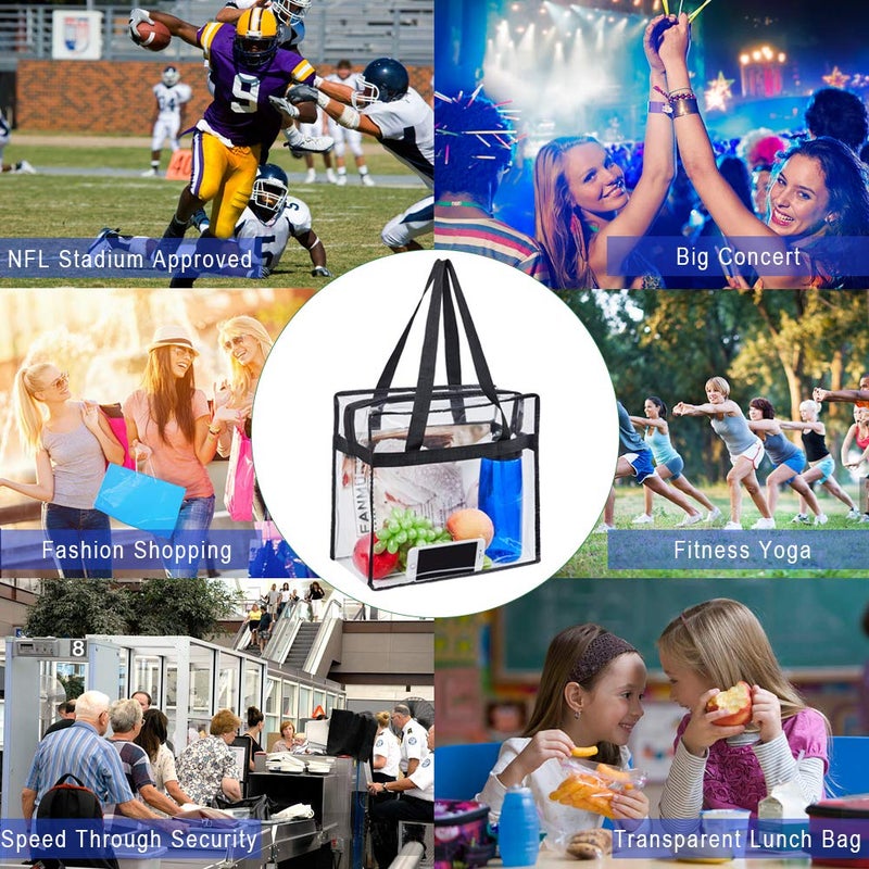 Clearworld 2 Pack Clear Tote Bag,Stadium Approved Security Clear Bag 12"Ã—12"Ã—6",Sturdy PVC Construction Zippered Top, Perfect for Work, School, Sports Games and Concerts - Image 5